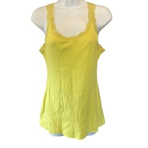Womens Y2K Coquette Ribbed Lace Trim Tank Top‎ Fairy Medium Soft Girl Hippie